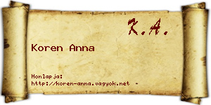 Koren Anna névjegykártya